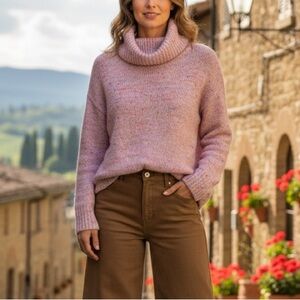 Banana Republic Sz Medium Alpaca Wool Blend Speckled Lavender Cowl Neck Sweater